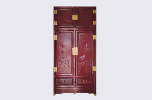 郸城高端中式家居装修深红色纯实木衣柜